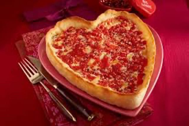 Heart Shaped Stuffed Pizza.